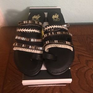 Cute sandals. Black with decorated straps